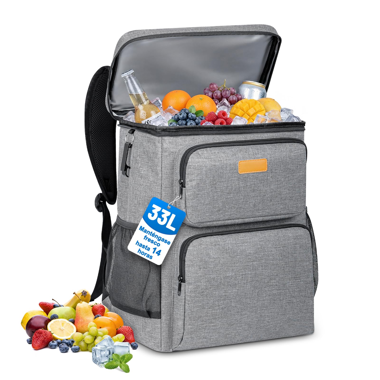 Mochila Nevera Isotermica Neveras Portatil 33L Gran Capacidad Bolsa Térmica, Mochilas Termica Porta Alimentos Cestas Impermeable Portatil para Playa, Picnic, Viaje, Camping, Barbacoa