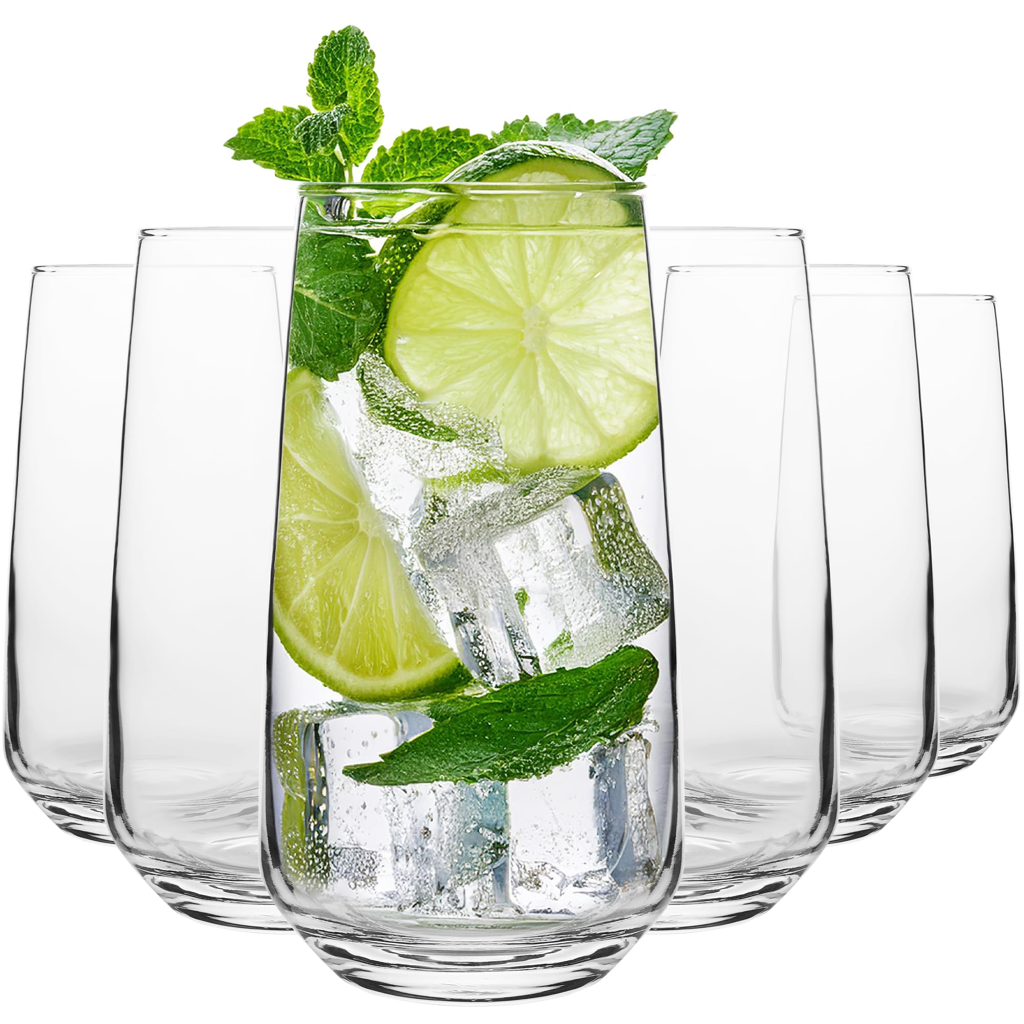 Homiu Tumbler Glass High Ball Tall Florence Design Drinking Glasses 480ml Perfect for Water, Juice, Spirits or Cocktails (Pack of 48)