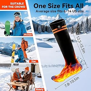 Anycash Heated Socks for Men & Women - 5000mAh Rechargeable Heated Sock, Electric Heated Socks with 4 Heating Levels, Machine Washable for Hunting, Camping, Hiking, Cycling, Outdoor Work