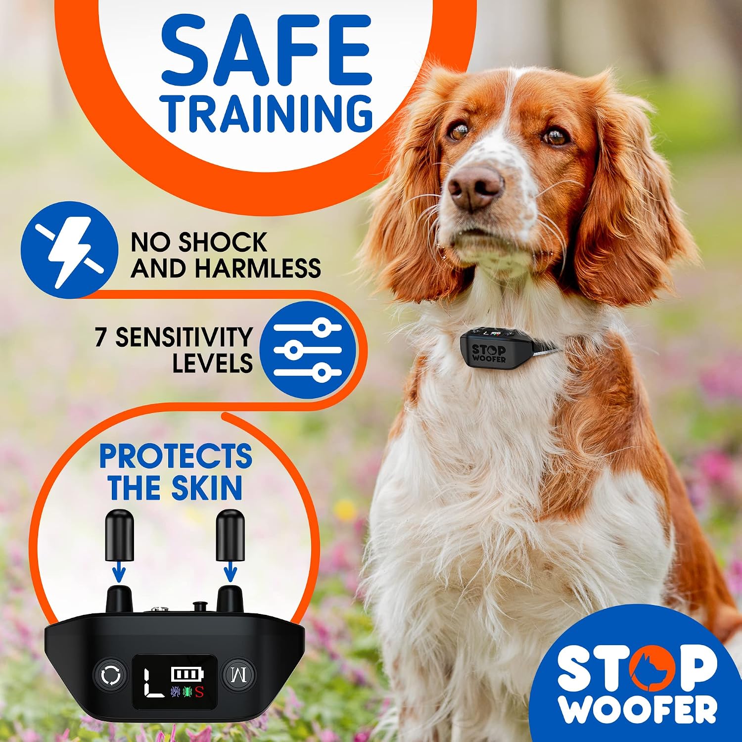 STOPWOOFER Dog Barking Control Devices-Anti Barking Device for S/M/L Dogs-4 Training & Deterrent Modes-Rechargeable Ultrasonic Dog Whistle to Stop Barking up to 16,4 FT-Safe for Human & Dogs (Yellow))