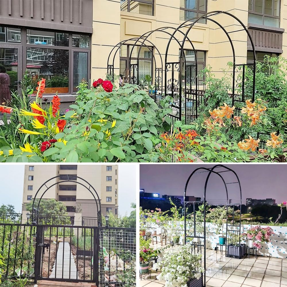 Stabiler großer Metall-Gartenbogen für Kletterpflanzen, elegantes Rosenspalier und Hochzeitsbogen, verstellbar, 140–340 cm, perfekte Pergola-Unterstützung für Hinterhof-Eingang und Gartenparty