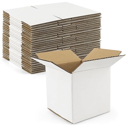 Miniatura 9 de Golden State Art Cajas de envío blancas de 4 x 4 x 4 pulgadas, paquete de 28 cajas de cartón corrugado para envío y almacenamiento de correo de