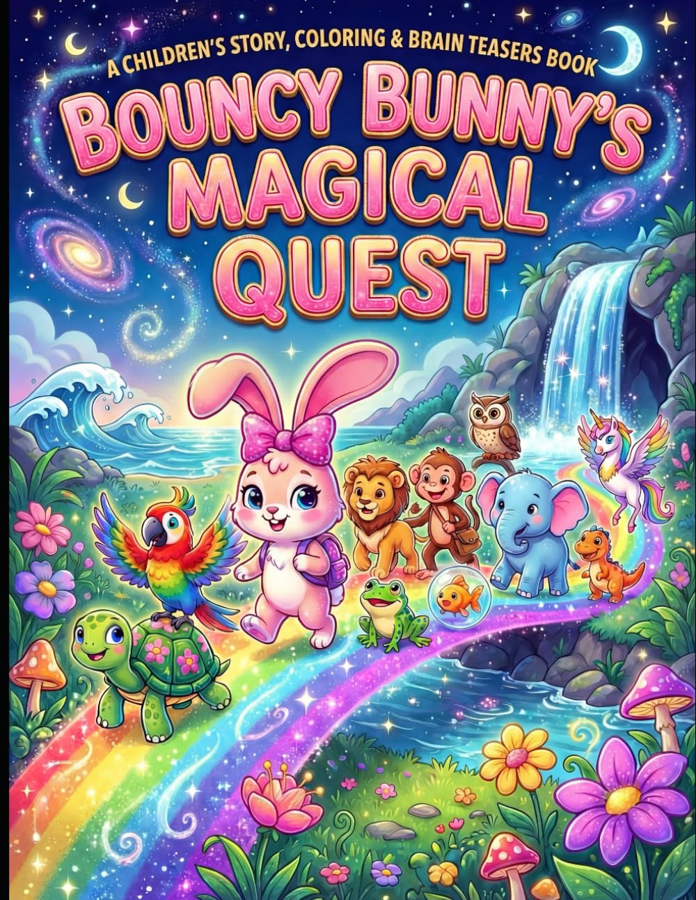 Bouncy Bunny's Magical Quest: A Children's Story, Coloring & Brain Teasers Book