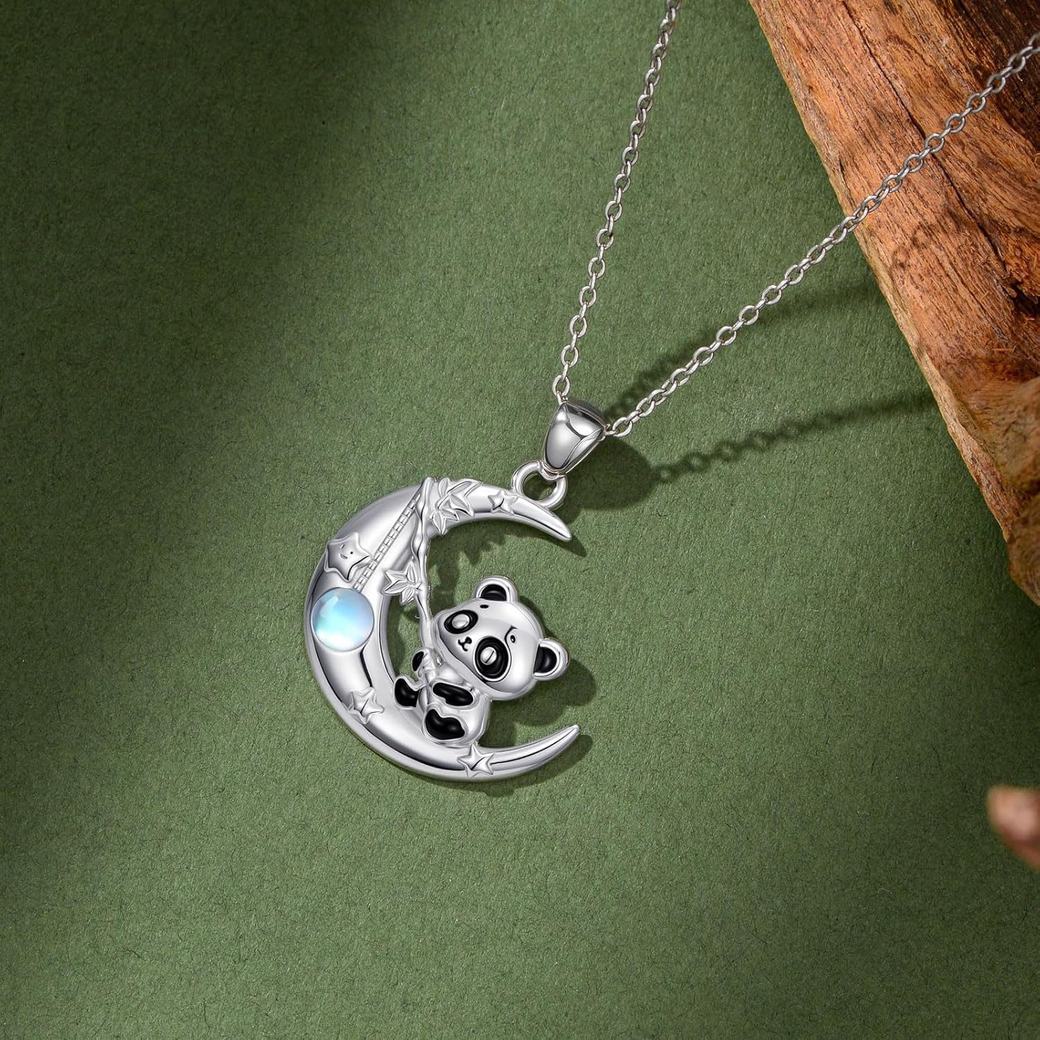 LONAGO Panda Necklace Moonstone Moon Panda Pendant Animal Jewelry Gift for Women - Image 2
