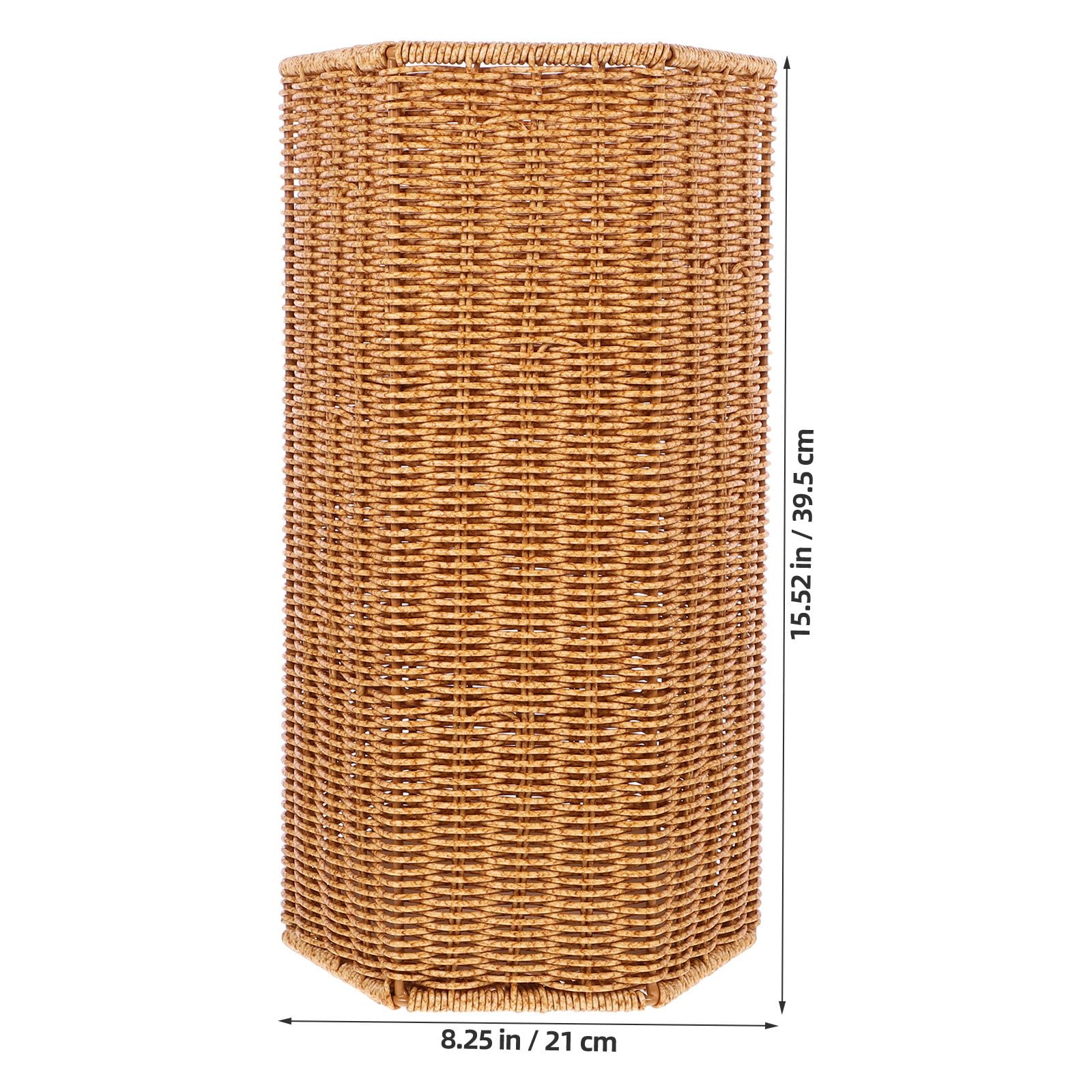 COHEALI Portaombrelli in Rattan Artificiale Marrone, Grande Capacità | Porta Ombrello per Interno, Struttura in Ferro e Pp, Adatto a Ombrelli Lunghi, per Casa e Ingresso