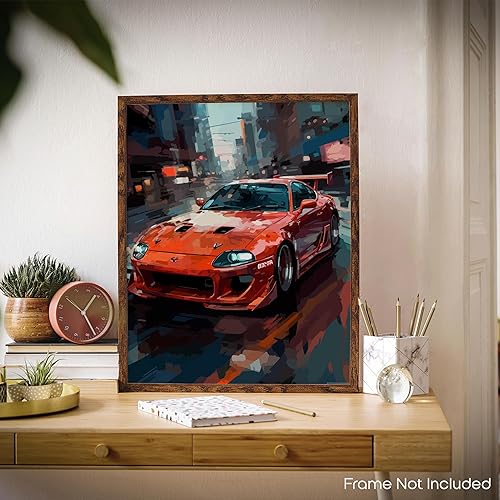 Miniatura 4 de Inspirational Wall Art Co. - Emocionante | Póster de Toyota Supra 1993 - Póster de coche para habitación de niños - Decoración de pared del