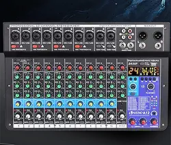 mesa de som, vedo A12 12 canais digital/número profissional portátil com reverb bluetooth usb interface audio/áudio mixer