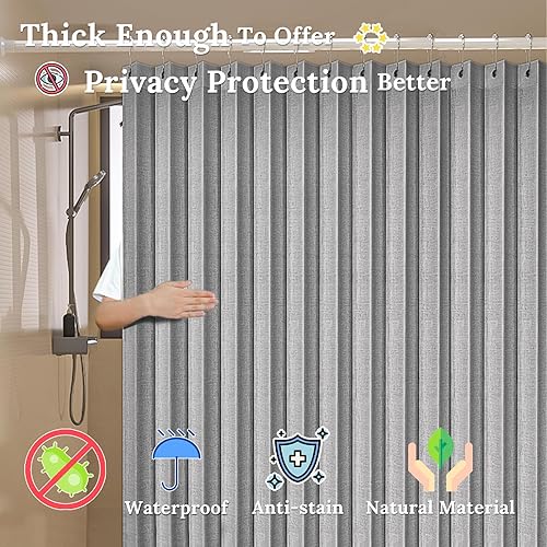 Miniatura 8 de South to East Cortina de ducha impermeable, cortina de ducha plegable magnética resistente, no tóxica, 72 x 80 pulgadas, juego de cortinas de baño