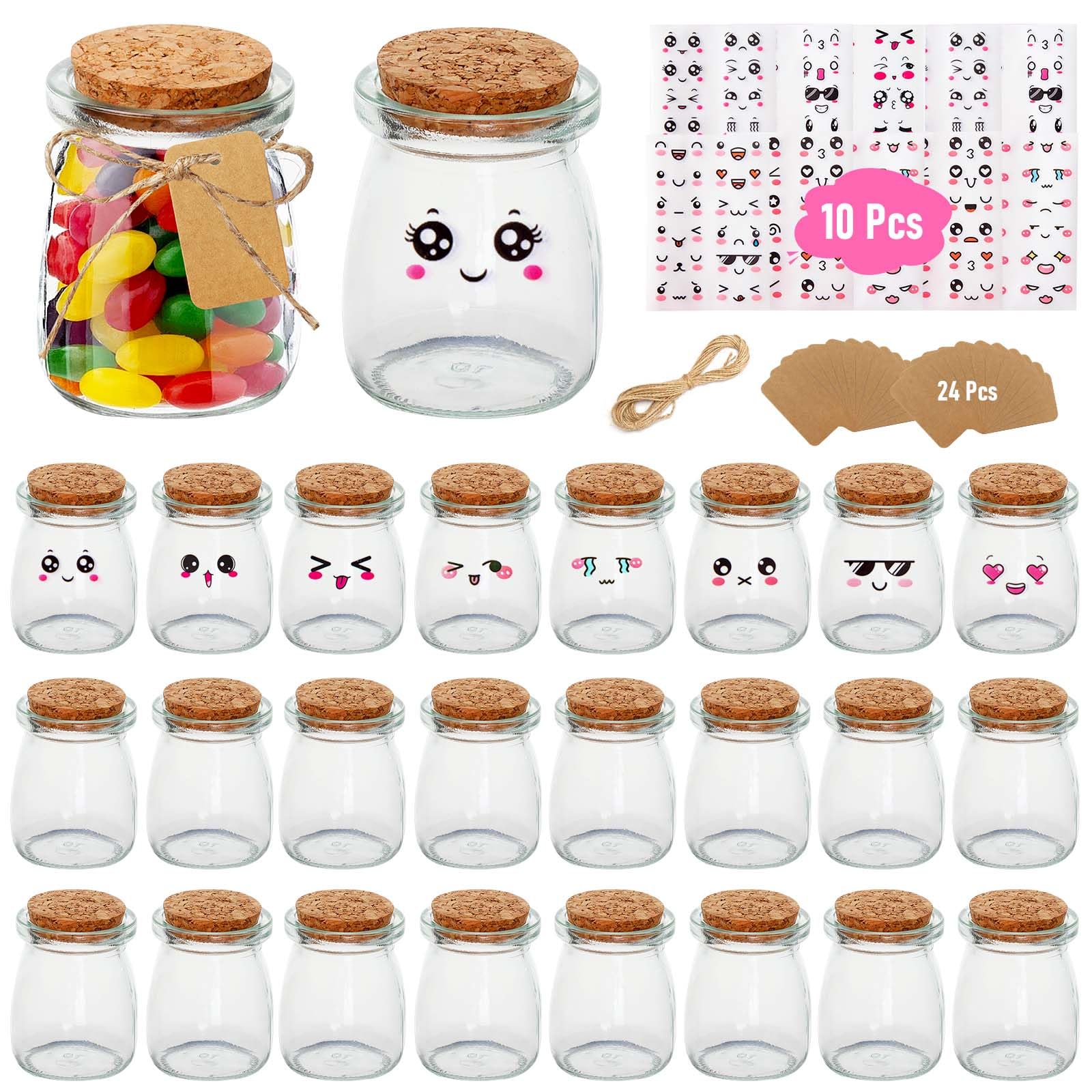YlYADl 24 Stück 100ml Kleine Glasflaschen,Joghurtgläser mit deckel,Pudding Gläser,Mehrzweck Nachtisch Gläser für Marmelade,Joghurttopf aus Glas für Hochzeitsgeschenke, Partys, Gewürze & Marmelade