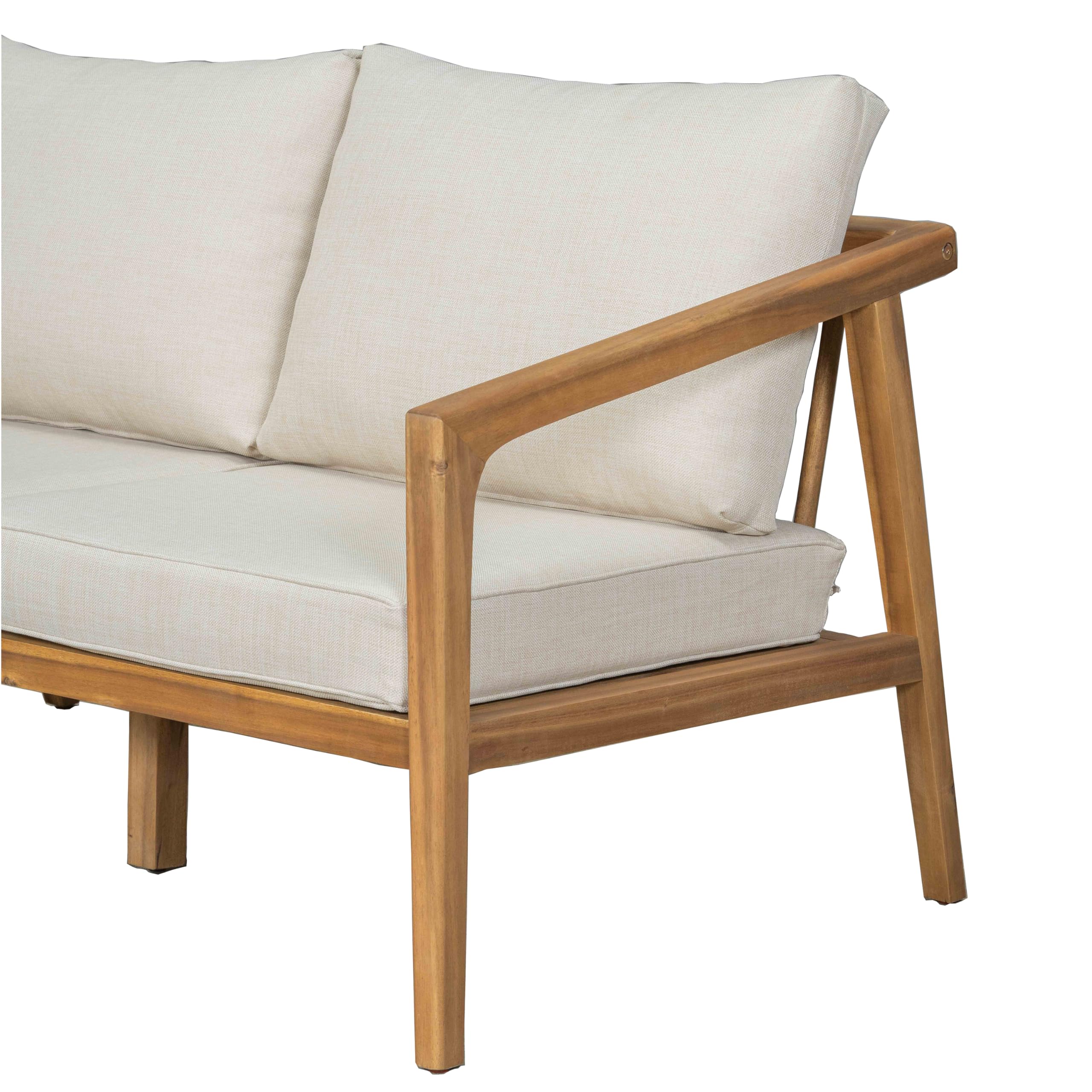 Westin - Mueble de sofá biplaza de madera de acacia para patio, sofá de 2 plazas para exteriores con cojines extraíbles de tela, porche, jardín, patio trasero, teca y beige 9