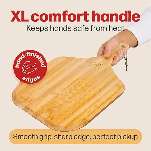 Miniatura 17 de Hans Grill Pizza Peel PRO Hecho para pizza XL de 12 pulgadas + Paleta antiadherente de metal perforado profesional de grado restaurante