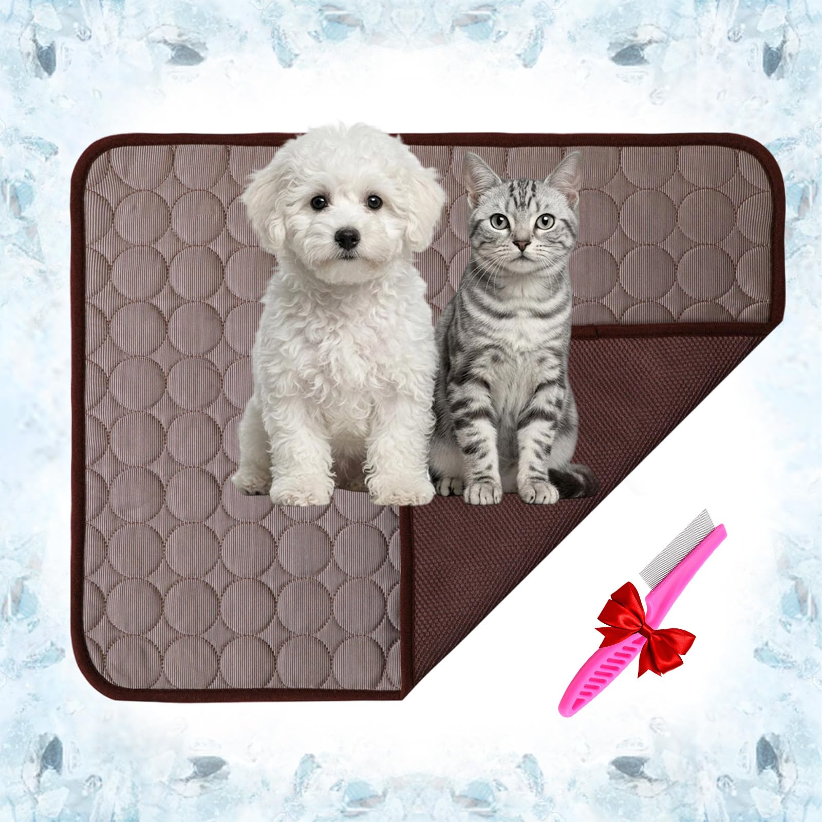 Esterilla Refrigerante para Perros, Alfombrilla Refrescante Lavable Gatos, Cama de Verano Plegable Antideslizante Mascotas Pequeñas Grandes, Cojín Transpirable Casa Viaje (Coffee,150*100cm)