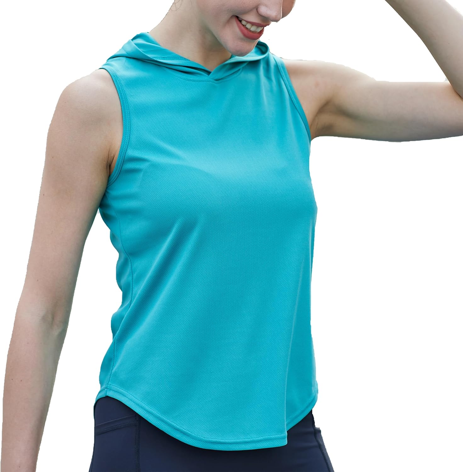 Womens Workout Hooded Tank Yoga Tops Running Shirts Quick Dry Gym Sleeveless Hoodie - Image 4