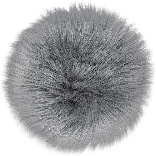 Miniatura 7 de Alfombra redonda suave de piel sintética de 12 pulgadas, funda de asiento para dormitorio y sala de estar, tamaño pequeño para fotografiar fondo de