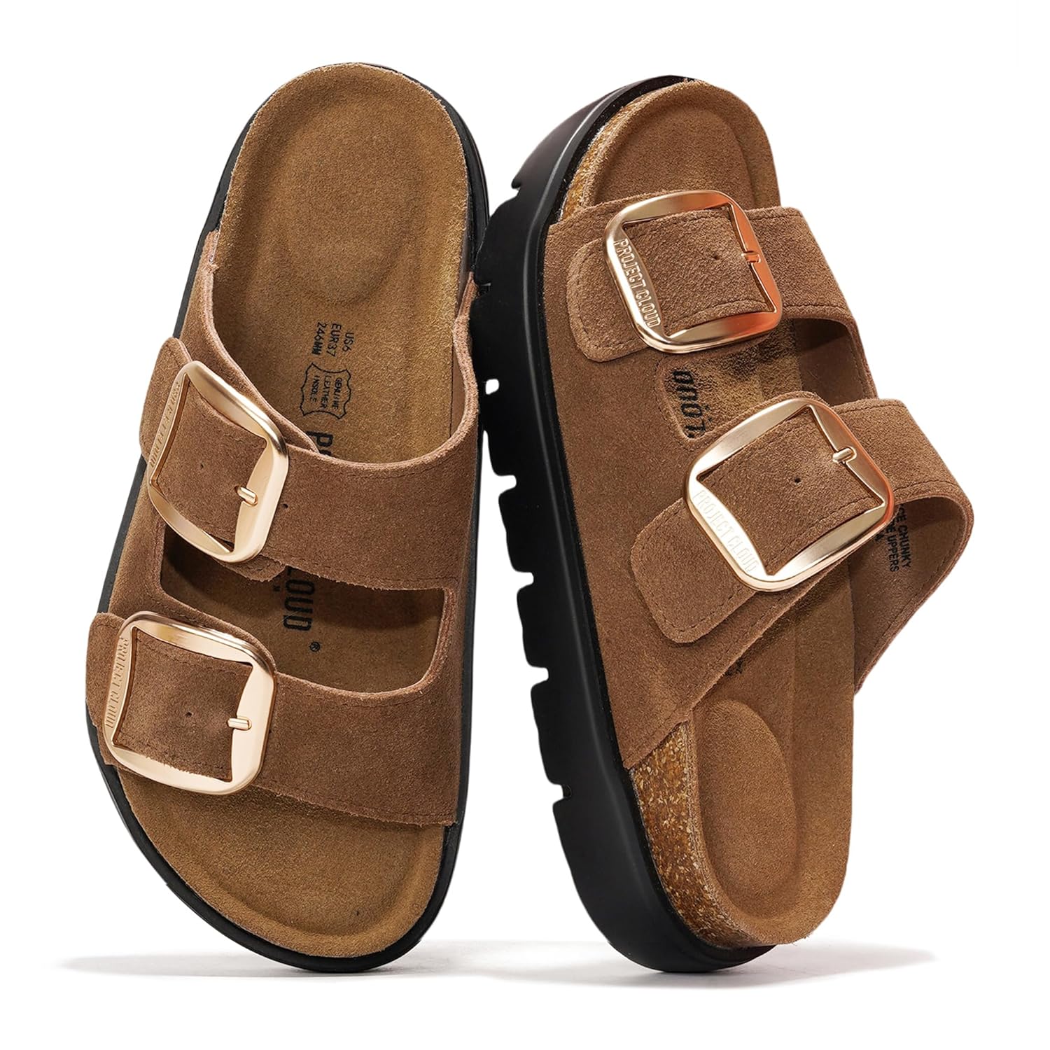 Project Cloud Genuine Leather Platform Sandals Women Footwear - Wedge Chunky Sandals Womens sandals with Memory Foam Insole
