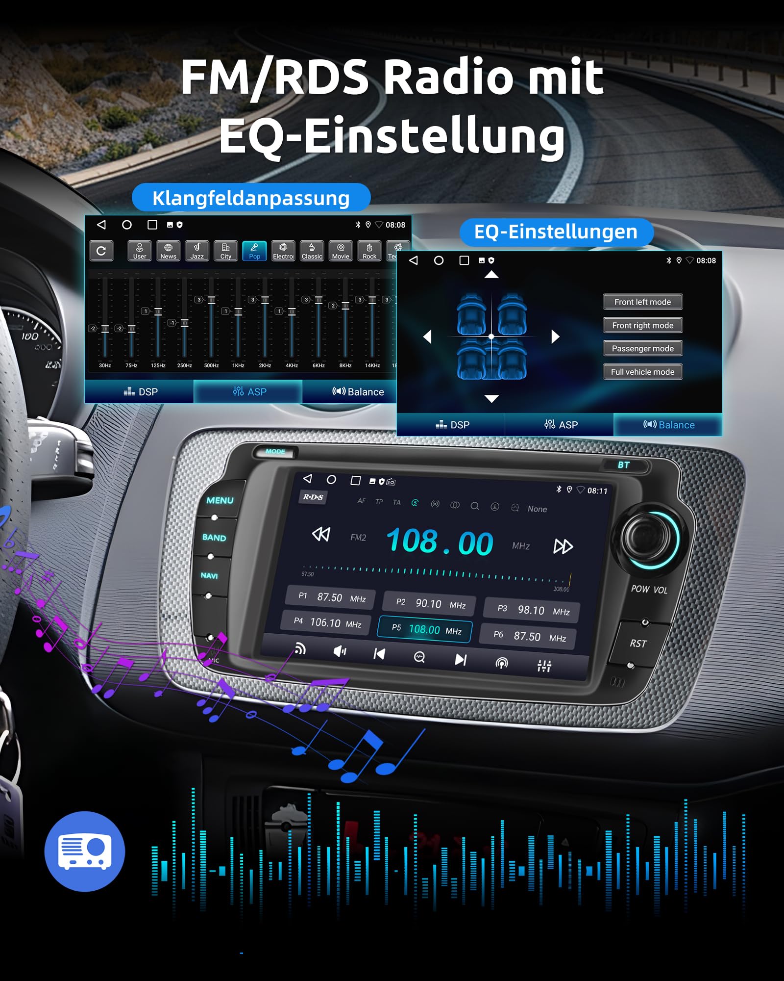 ESSGOO 2+64G Android 15 Drahtloses Carplay und Android Auto Autoradio Für Seat Ibiza IV 6J 2009-2013, 7 Zoll Touchscreen Bluetooth Car Radio mit FM RDS GPS WiFi