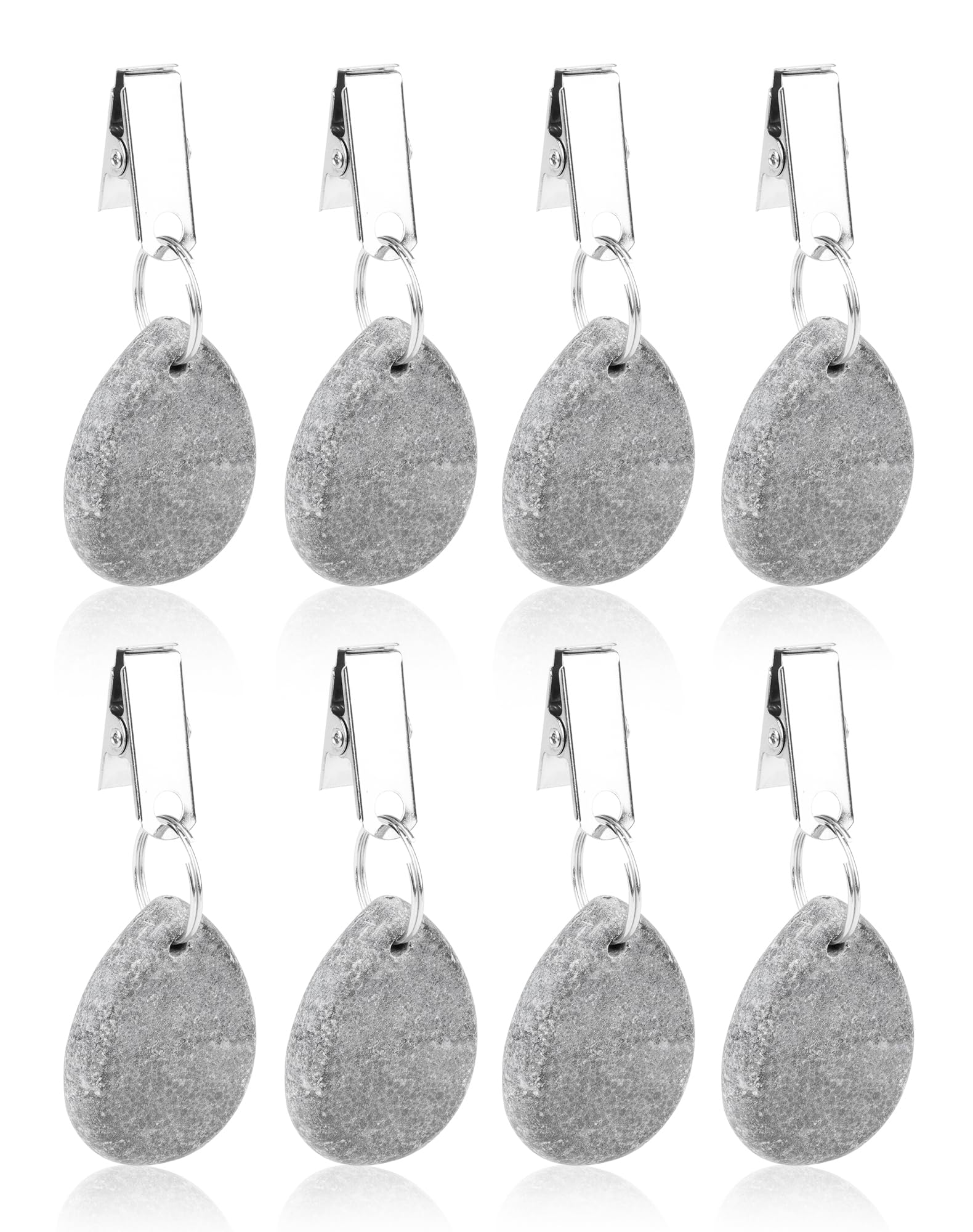 LAOYE 8 Stück Tischdeckenbeschwerer Extra Schwer aus Echtem Marmor, Beschwerer für Tischdecken Tropfenform Tischdeckengewichte mit Metall-Clip für Outdoor Garten – Tischdeckenhalter für Draußen
