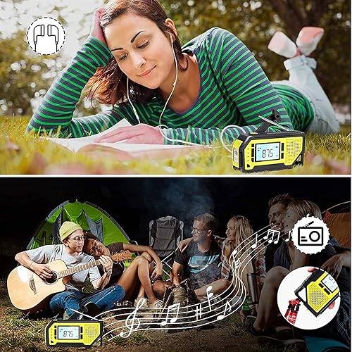 Miniatura 6 de Digital Radio Internet WiFi 2000mAh Emergency Weather Alert Radio Hand Crank Solar Weather Radio with AM FM SOS Alarm Cell Phon