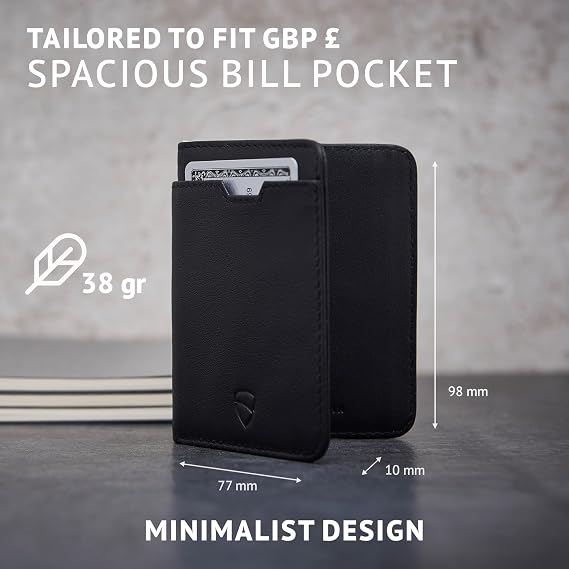 Vaultskin City Slim Leather Bifold RFID Wallet for Men, GBP Euro
