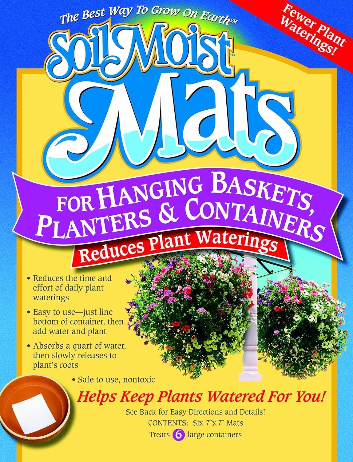 Soil Moist Mats for Hanging Baskets Planters and Containers 6-Pack (Case of 12 = 72 Mats)