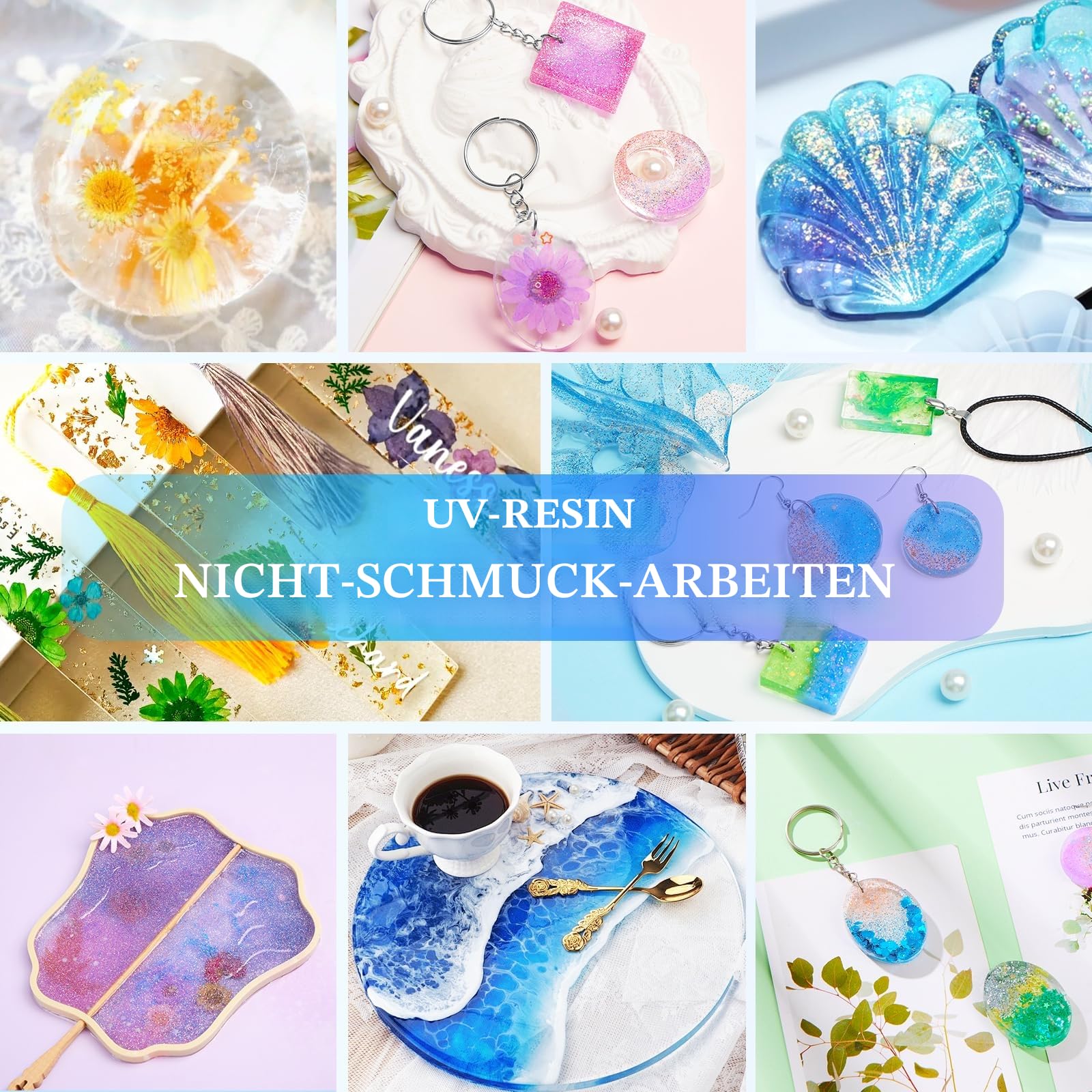 UPDOKIT UV Harz Set mit UV Lampe und Formen, Schmuckherstellungsset mit 250 g kristallklarem UV-Harz, Komplettset für Anfänger & Profis,Ideal für DIY Schmuck und Schlüsselanhänger