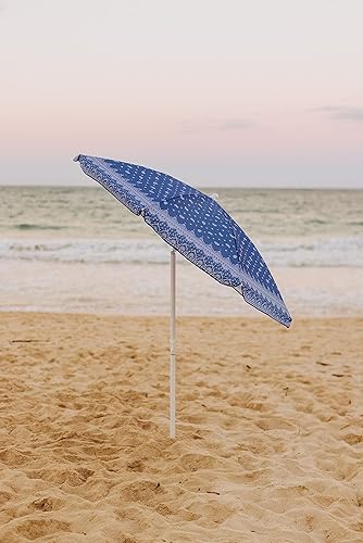 Miniatura 4 de PICNIC TIME Toldo para exteriores, sombrilla de playa de 5.5 pies, sombrilla pequeña para patio, sombrilla para silla de playa (azul con patrón de