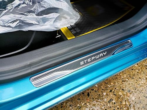 Miniatura 2 de Para Dacia Duster, Stepway, Sandero, Logan, Dokker, Lodgy Chrome & Carbon Door Sill Scratch Guard S.Steel (Stepway)