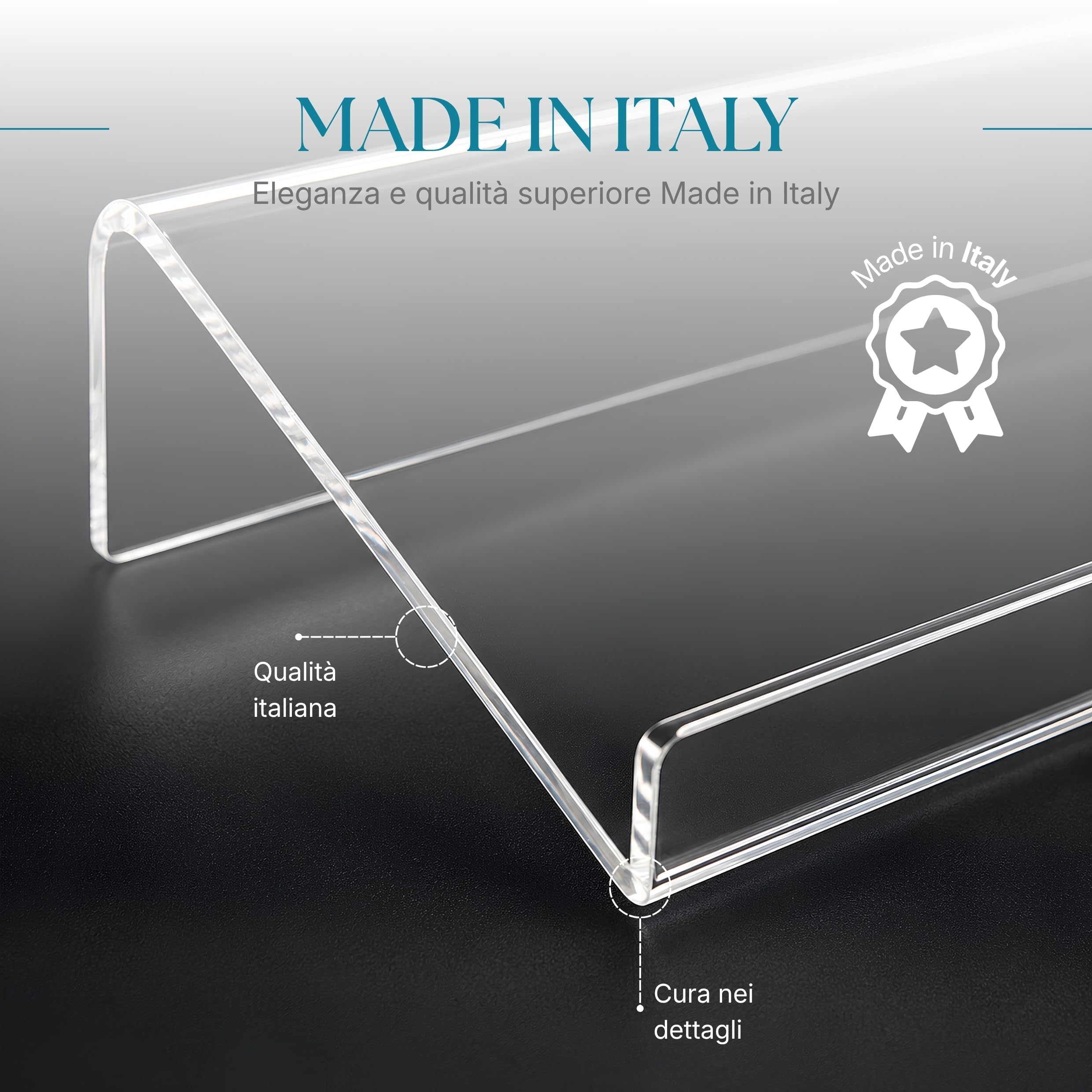 Debora Carlucci Leggio da Tavolo in Plexiglass Trasparente Supporto Libro e Porta Ricettario in Acrilico Made in Italy Espositore per Libri, Spartiti, Cataloghi e Cucina (Grande)