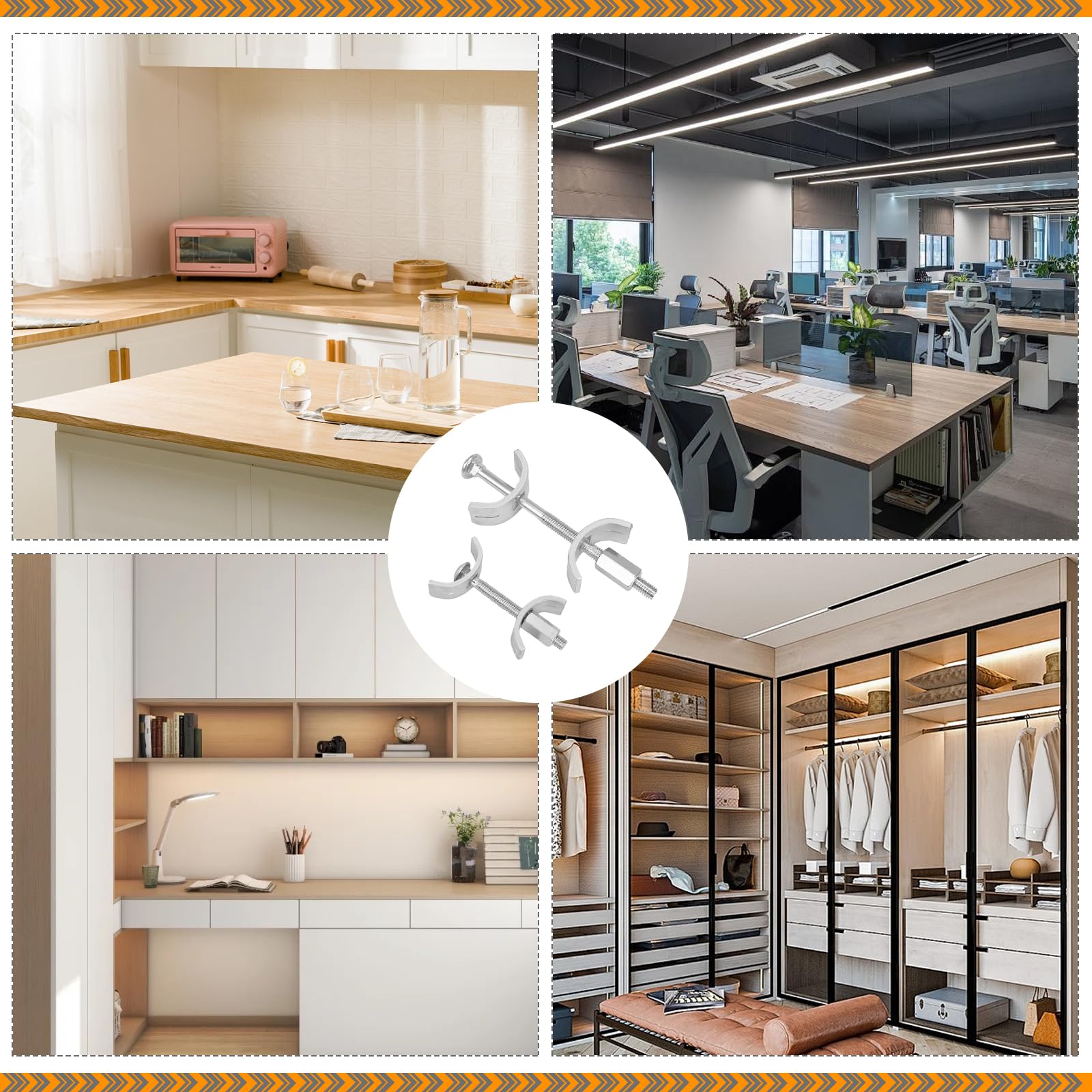 12 Piezas de Conectores para Encimeras de Cocina, Muebles, Accesorios para Mostradores de Bar (65 mm, 100 mm)