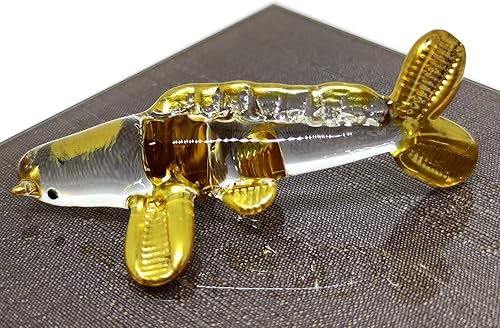 Miniatura 5 de Figuras en miniatura de peces japoneses de carpa koi, arte de vidrio soplado a mano con adornos de oro de 22 quilates, decoración de regalo