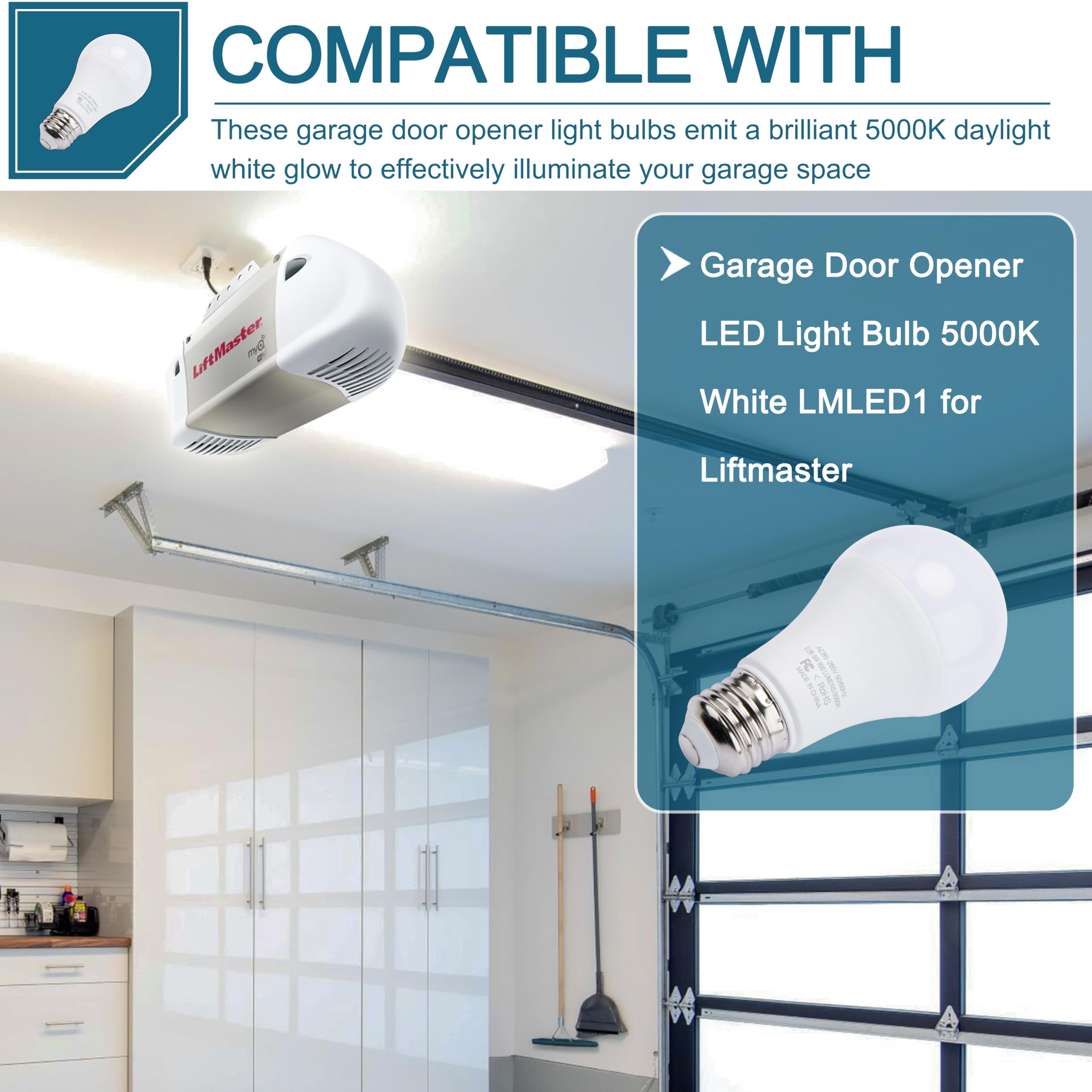 Żarówka LED 5000 K biała LMLED1 do otwierania drzwi garażowych Liftmaster (2 sztuki)