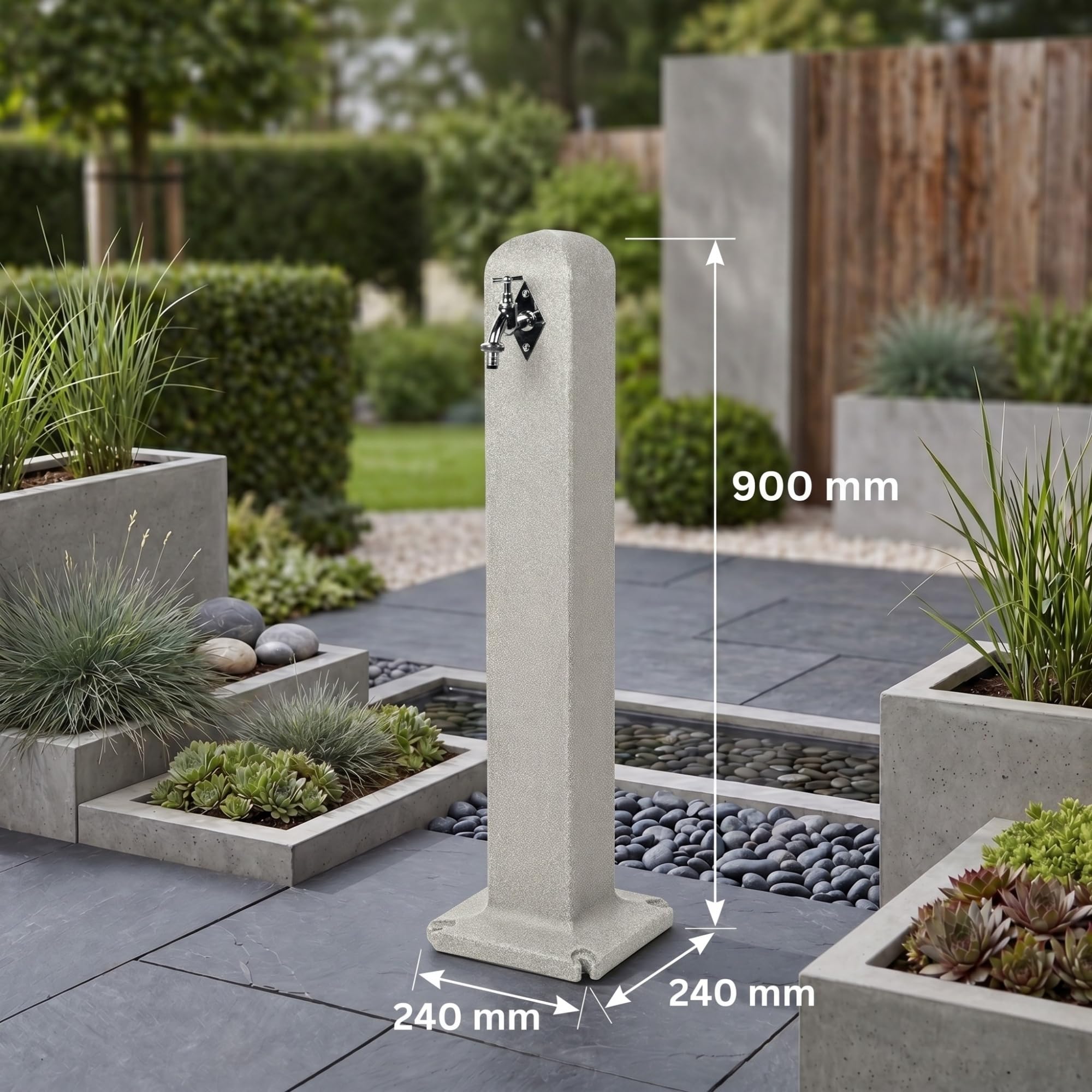 YourCasa Stoneflow Wassersäule Garten Granit-Optik | Wasserzapfsäule Poller mit Wasserhahn | 90 cm Standbrunnen Zapfstelle Außenbereich | Witterungsbeständig Frostsicher UV-stabil (Sandstein)