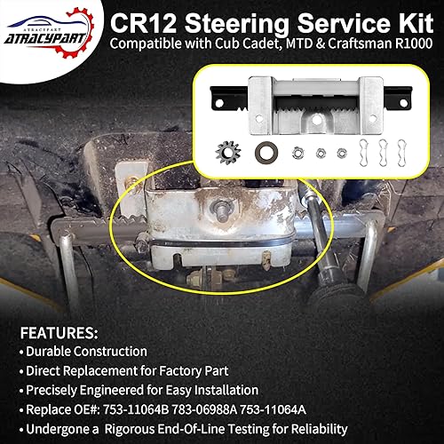 Miniatura 2 de 753-11064B CR12 Kit de servicio de dirección Piñón, Compatible con Cub Cadet CC30 CC30H CC30E Electric Hydro Mini Riders, MTD Columbia CR30 y