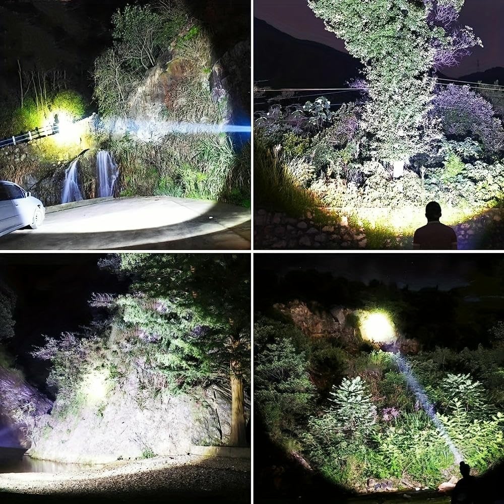 Akumulatorowa latarka punktowa Ultra jasna latarka punktowa ze stojakiem LED Reflektor zewnętrzny ręczny, w zestawie kabel USB