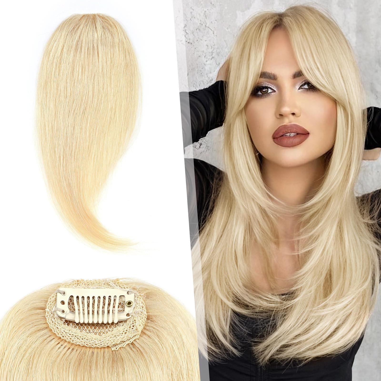 Blond Extensions bangs separate listing. Amazon.com : SARLA Platinum Blonde Side Bangs Clip in Hair  main image 4
