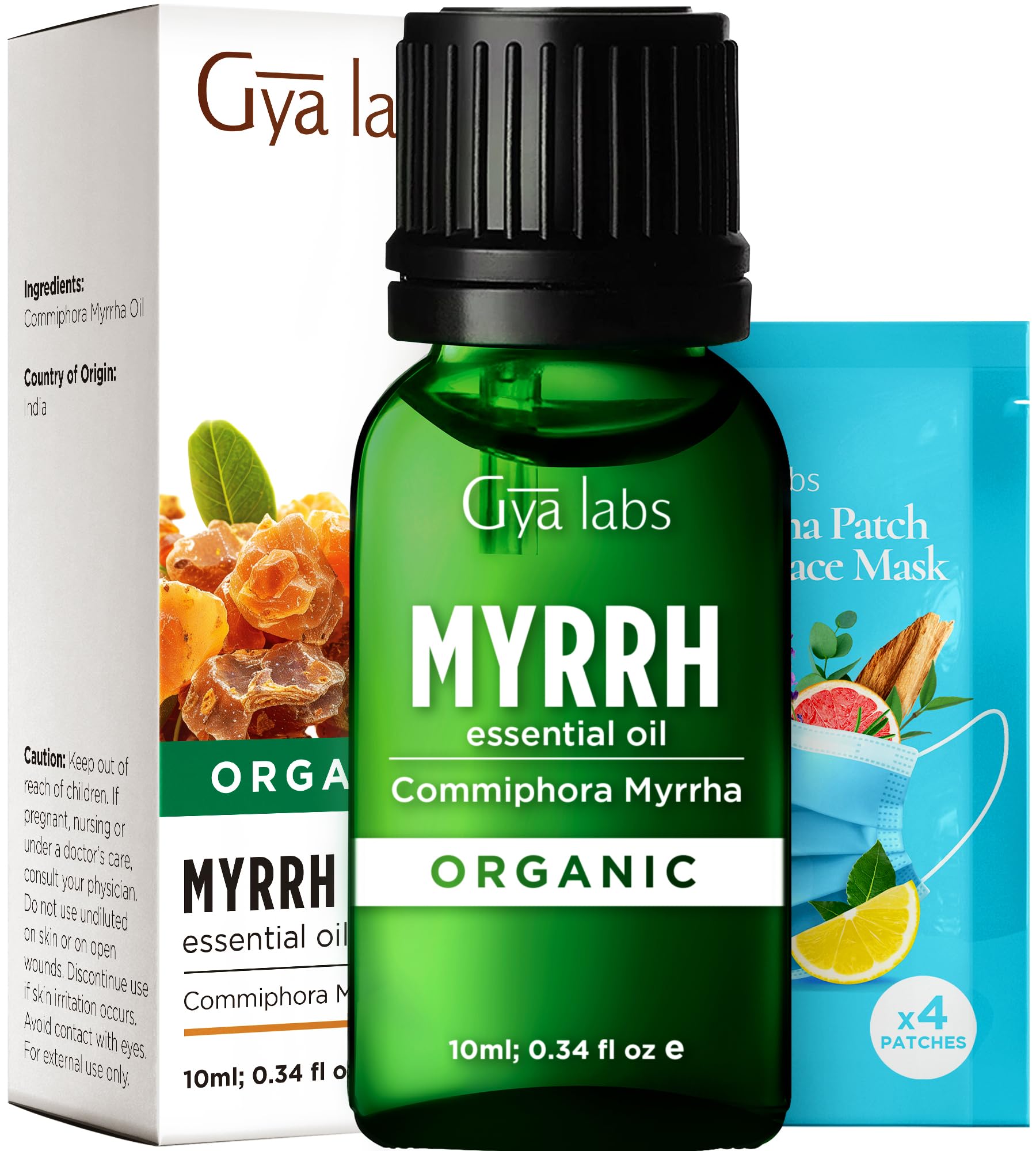 Gya Labs Myrrh Essential Oil Organic for Skin - 100% Pure and Natural Myrrh Oils Organic for Diffuser, Hair, Candle Making & Massage (10ml)