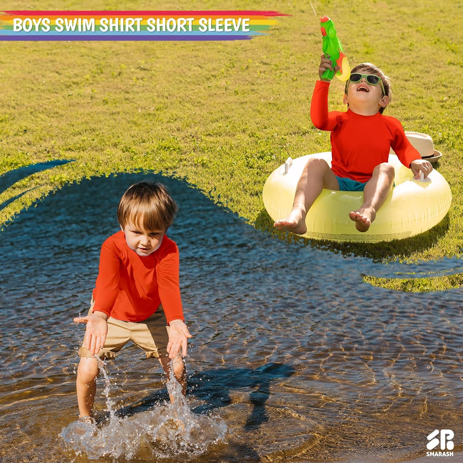 Boys Rash Guard Long Sleeve Swim Shirts UPF 50+ Sun Protection Rashguard Fishing Surf Quick Dry Cool Beach Clothes for Little Kids Orange Red 5T - Image 7