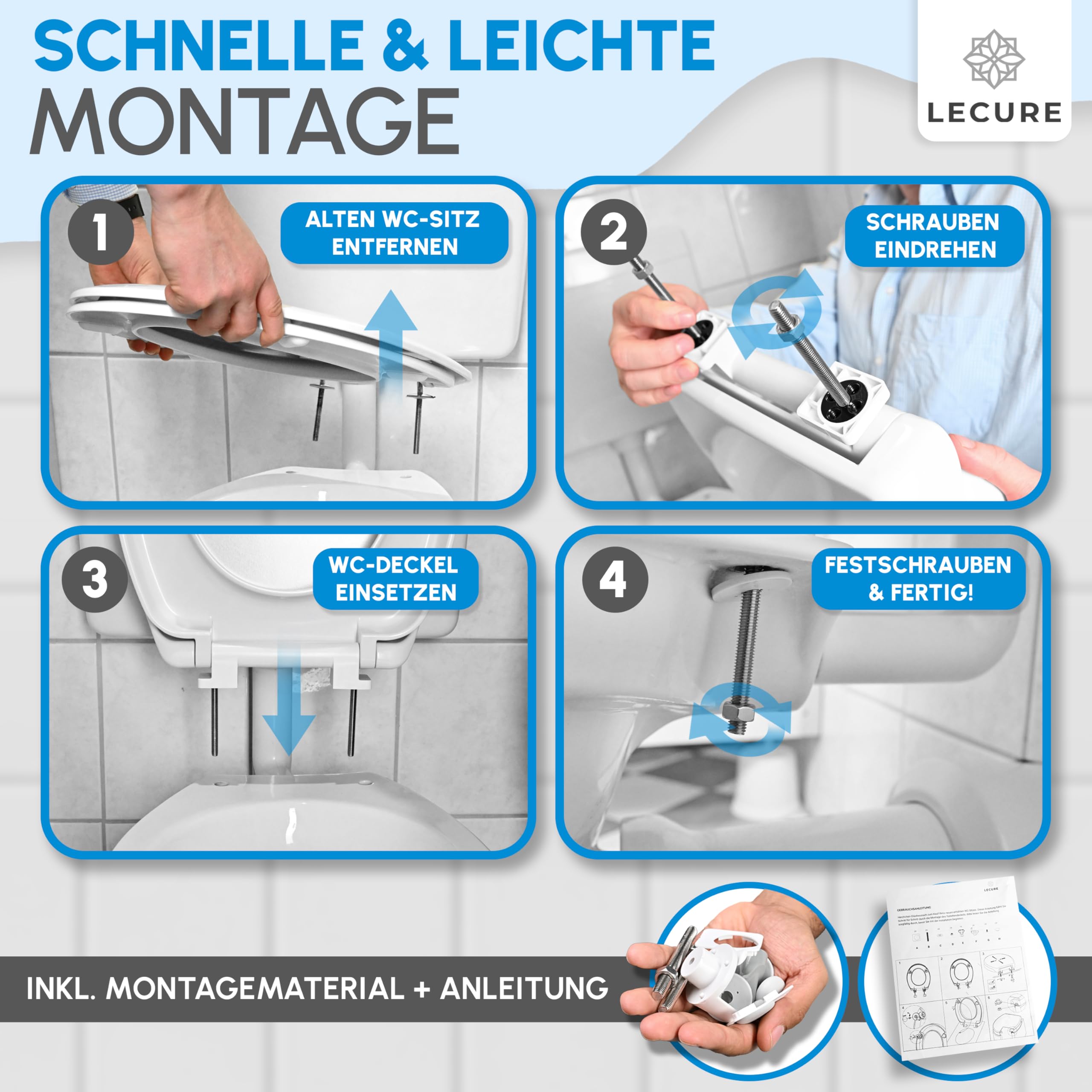 Toilettensitzerhöhung [5cm] - komfortable WC Sitzerhöhung für Senioren und Erwachsene mit Mobilitäts-Einschränkungen [bis 200kg] - passend für alle gängigen ovalen Toiletten