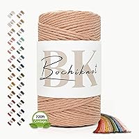 Vista 44 de BOCHIKNOT Cordón de macramé de 5 mm - Cordón de macramé de una hebra - Cordón de algodón para macramé y anudado - Suministros de cuerda de macramé