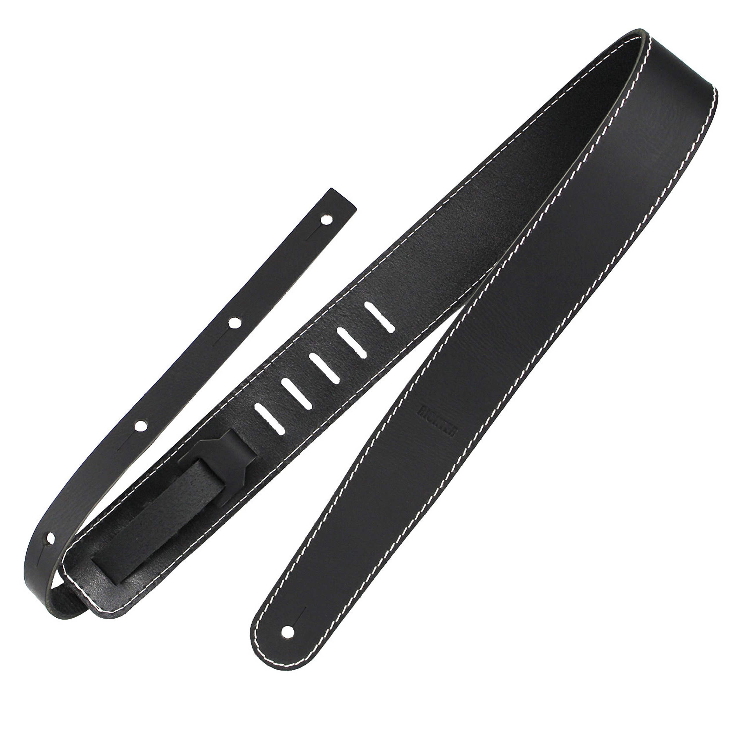 Richter Leder Raw II Contour Torro Black - Handgearbeiteter Gitarrengurt