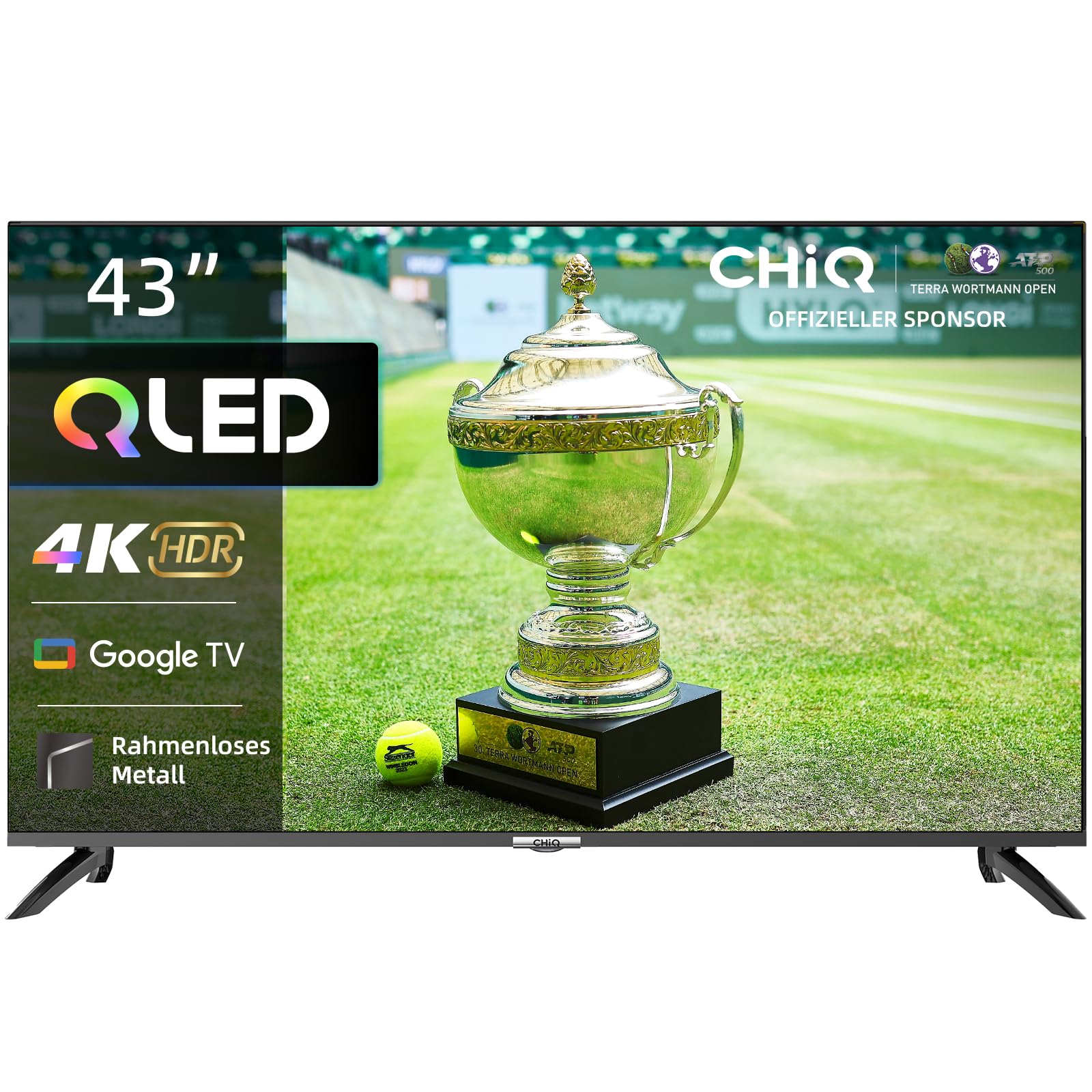 CHiQ U43QM8E 43 Zoll QLED TV, UHD 4K Smart TV, Google TV, WiFi, Bluetooth 5.0, DBX TV, Dolby Audio, Google Assistant, Chromecast, Triple Tuner, Netflix
