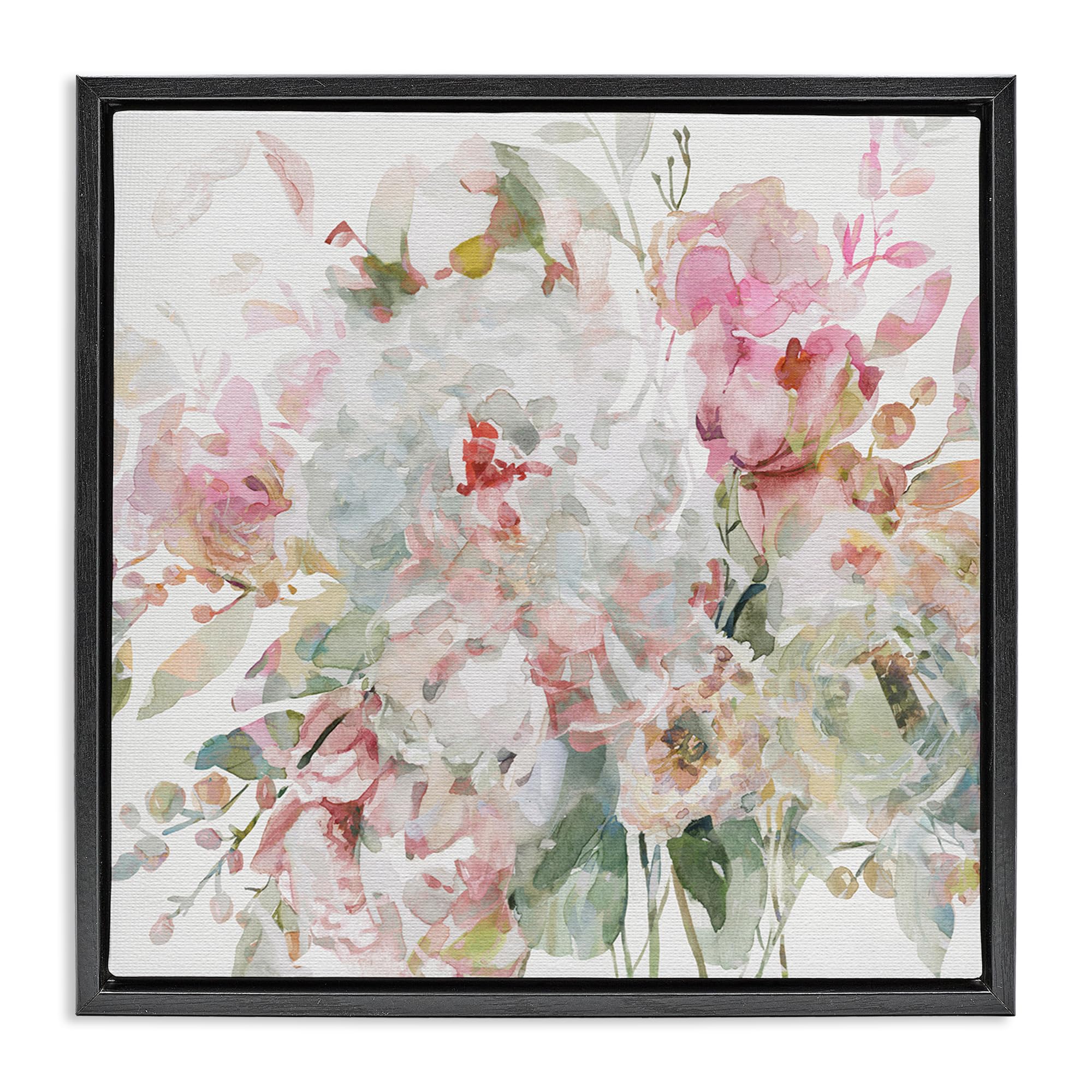 Stupell Industries Jet Black (Matte) 'Romantic Pastel Blossoms'| Floating Frame Canvas Art
