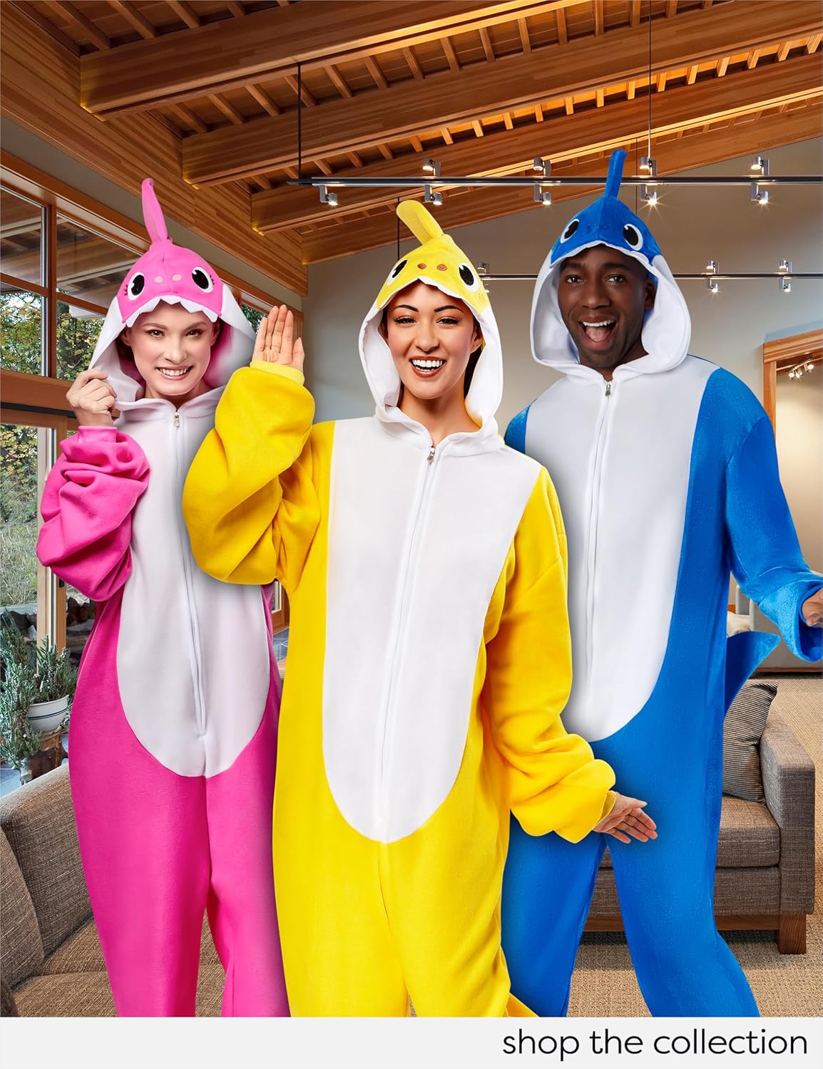 Rubies Adult Baby Shark Comfywear One-Piece Hooded Jumpsuit - Image 6