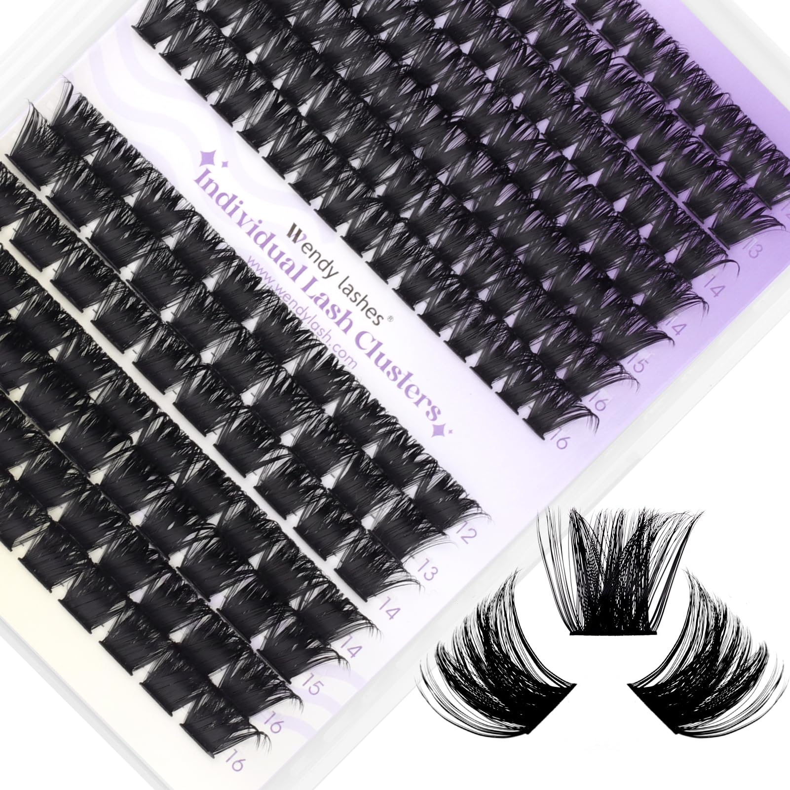WENDY Pestañas Postizas Individual D Curl 0.07mm Mix 8-16mm Cluster Lashes 3D Effect Extensión de Pestañas Professional DIY(C3-D-816) — view 19