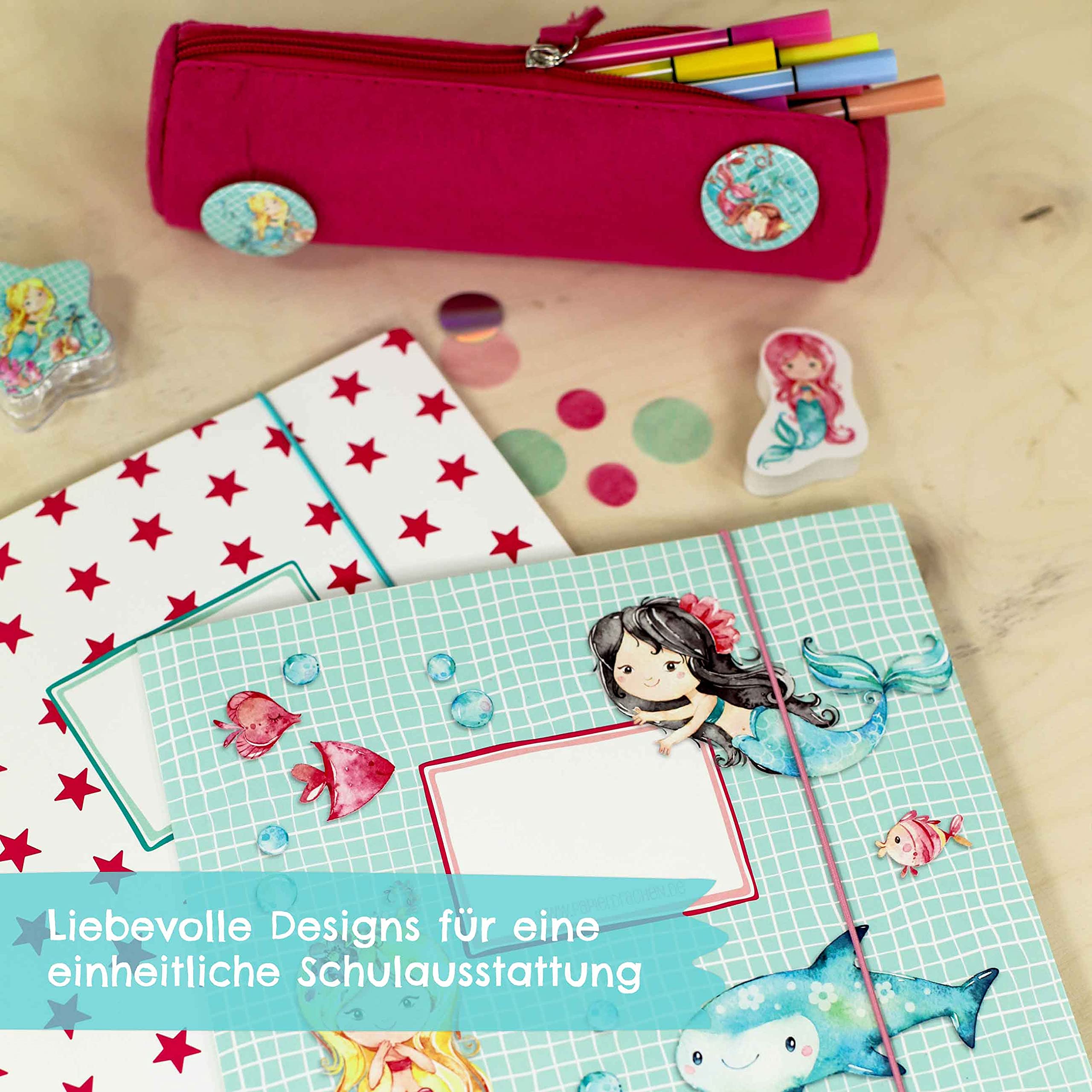 Pencil Case with 4 Buttons for Boys and Girls Felt Pencil Case in Blue - Image 3