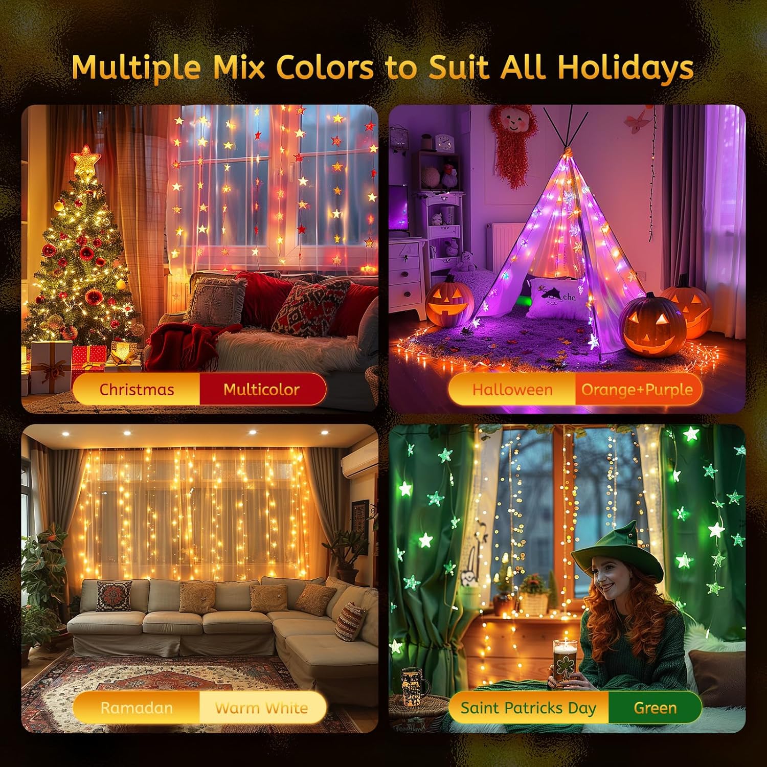 Minetom USB Star String Lights - 39 ft 100 LED Color Changing Star Fairy Lights with Remote and Timer, 16 Single Colors and 7 Modes Starry Lights for Bedroom Dorm Tent Bed Patio Christmas Party Indoor