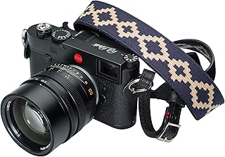 Vi Vante Gaucho La Pampa Leather Camera Neck/Shoulder Strap Navy Blue, Black & Tan; W/Red stitching Fits Most Mounts, Adjustable (La Pampa)