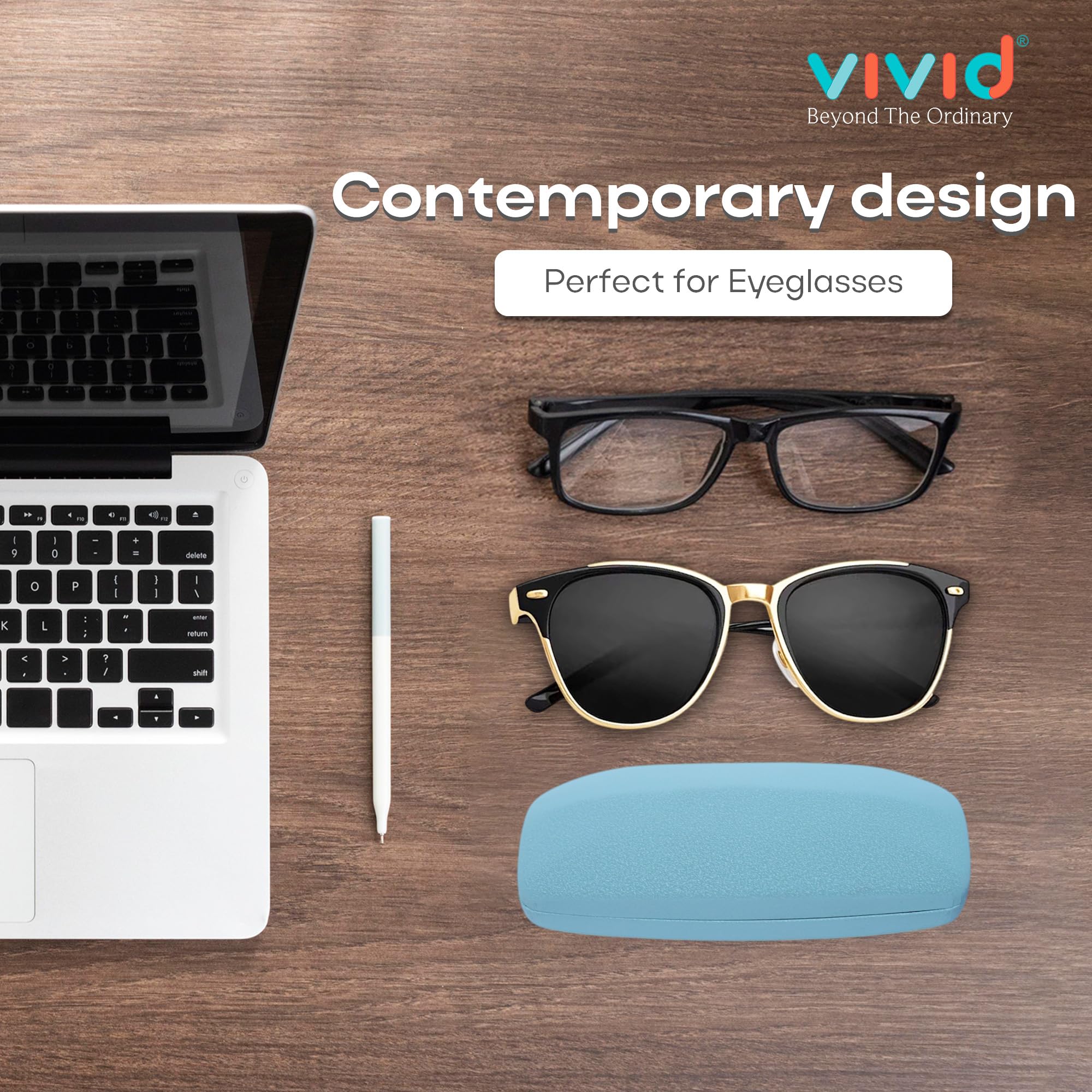 VIVID Vision Unisex Adult Eyewear Specs Case Cover | Screw Driver | Free Cloth | Protect Eye Glasses | Chashma Dibbi | Spectacle Box | HINGE-SPRING | Metal | MC-217 | Sky Blue | 3 IN 1 2