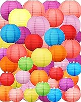Treela 80 Pack Multicolor Paper Lanterns Chinese Japanese Hanging Decor - 4" 6" 8" 10" for Weddings Birthdays Parties Holidays