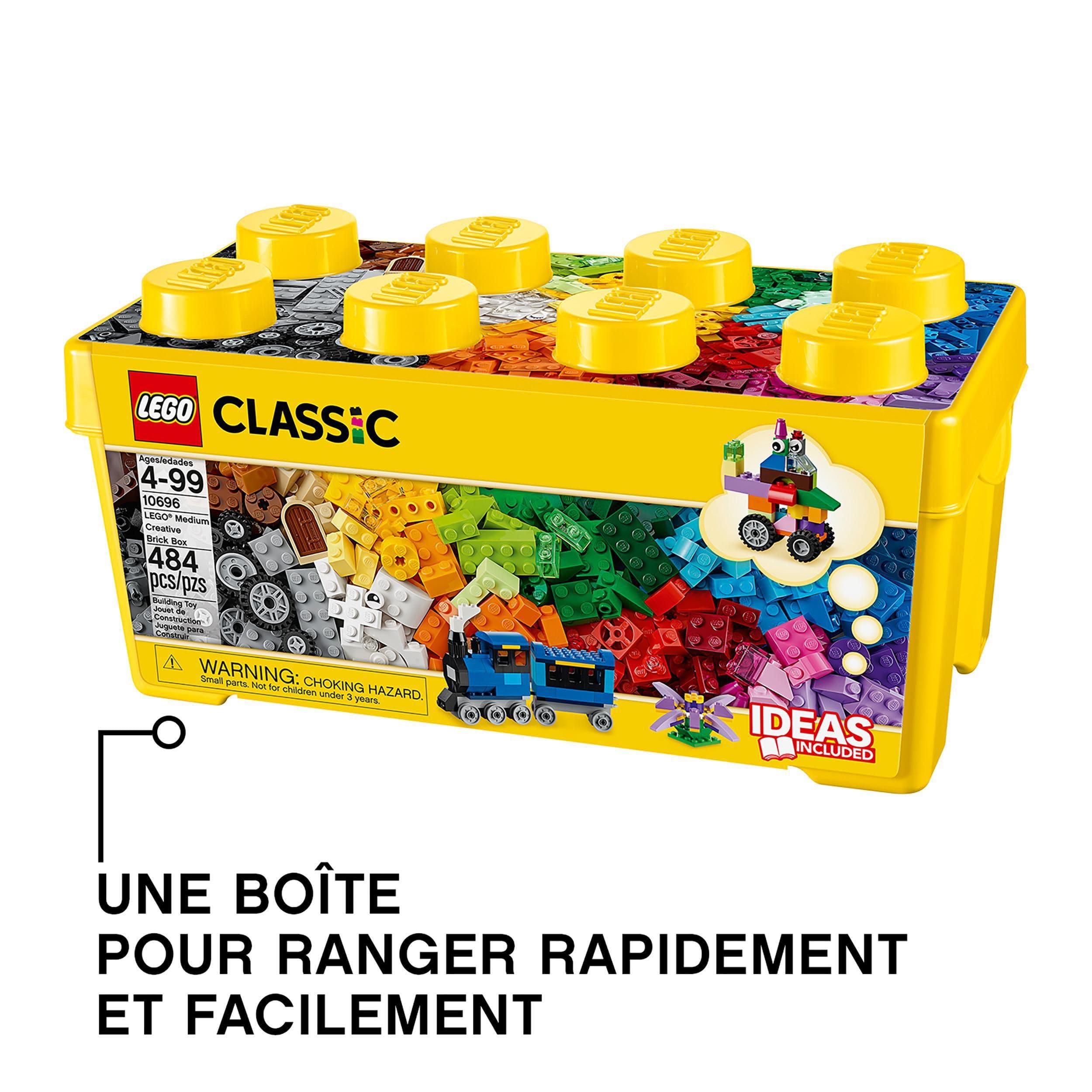 LEGO 10696 Classic La Boîte de Briques Créatives, Jouet et Ensemble de Rangement avec Briques, Roues, Fenêtres, Idée Cadeau Anniversaire, Enfants 4 Ans